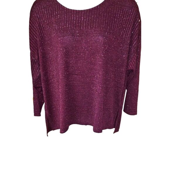 CABLE & GAUGE Maroon Sparkly Plus Size LongSleeve Sweater Top Size 3X - Picture 2 of 12
